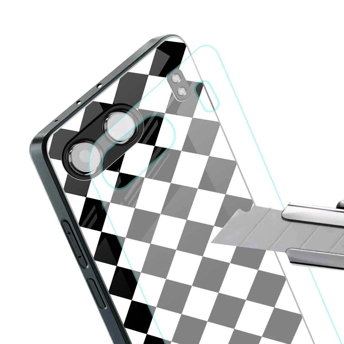 Diamond Check stylish phone case for oneplus nord 4 | glossy glass and slim fit