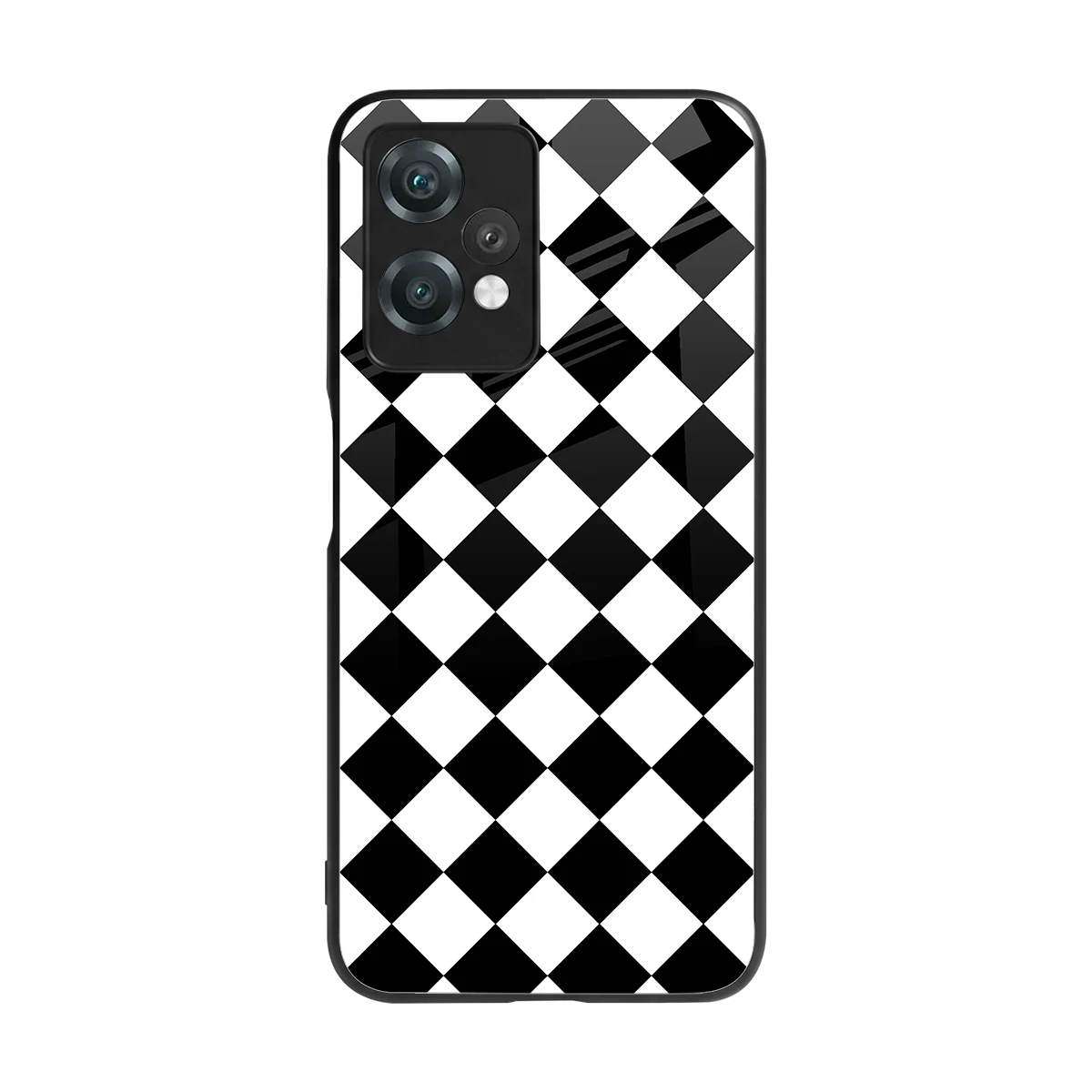 Diamond Check back phone cover | glass case for oneplus nord ce 2 lite