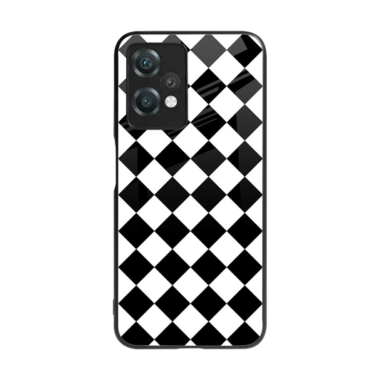 Diamond Check back phone cover | glass case for oneplus nord ce 2 lite
