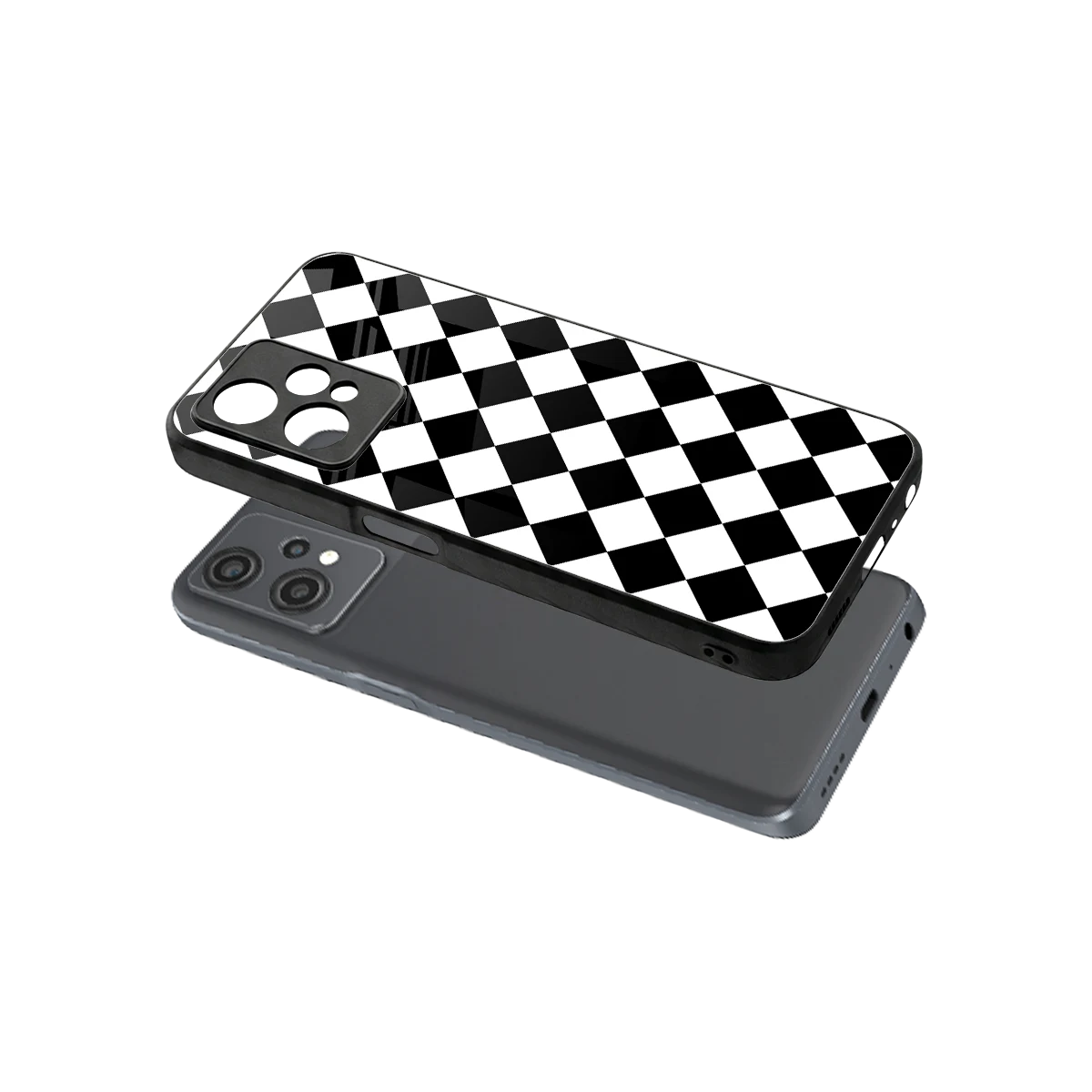 Diamond Check sleek oneplus nord ce 2 lite cover with tempered glass back and TPU edges