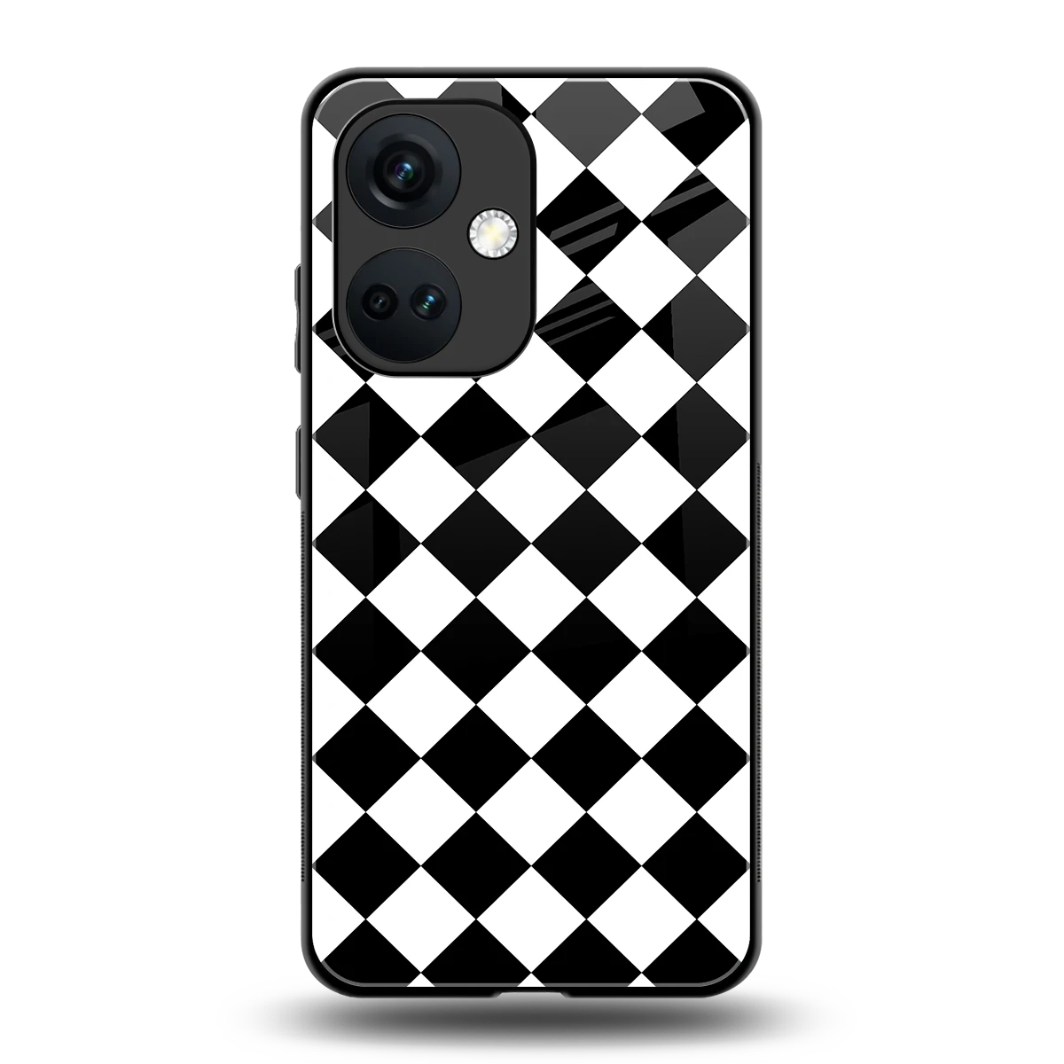 Diamond Check back phone cover | glass case for oneplus nord ce 3