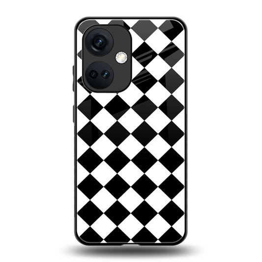 Diamond Check back phone cover | glass case for oneplus nord ce 3