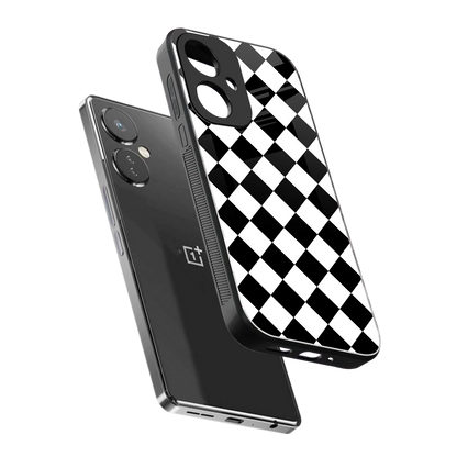Diamond Check sleek oneplus nord ce 3 cover with tempered glass back and TPU edges