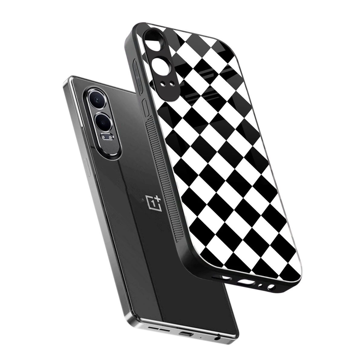 Diamond Check sleek oneplus nord ce 4 lite cover with tempered glass back and TPU edges