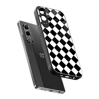 Diamond Check sleek oneplus nord ce 4 lite cover with tempered glass back and TPU edges
