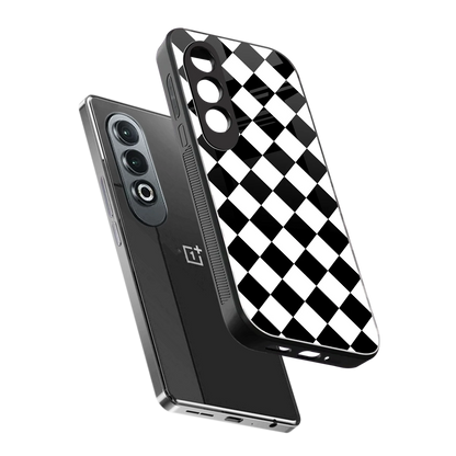 Diamond Check sleek oneplus nord ce 4 cover with tempered glass back and TPU edges