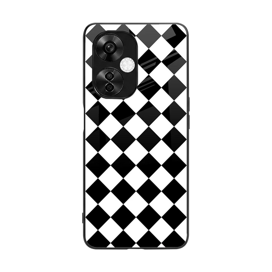 Diamond Check back phone cover | glass case for oneplus nord ce 3 lite