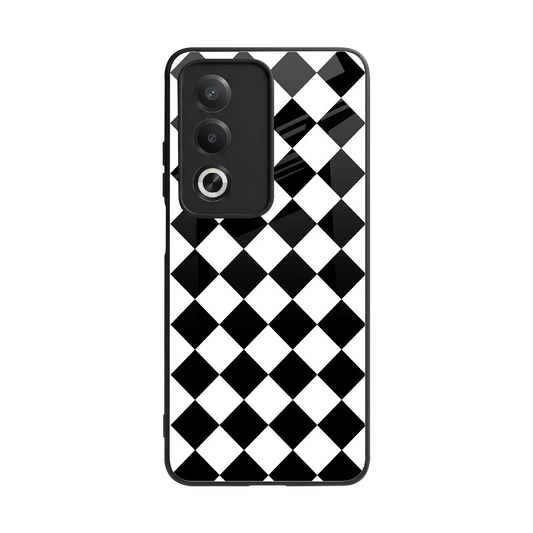 Diamond Check back phone cover | glass case for oppo a3 pro