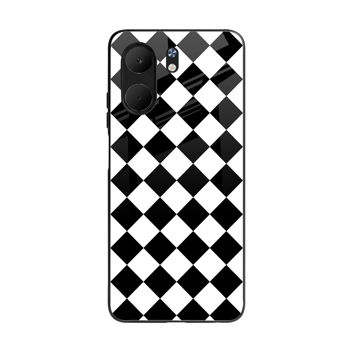 Diamond Check back phone cover | glass case for oppo a5x 5g