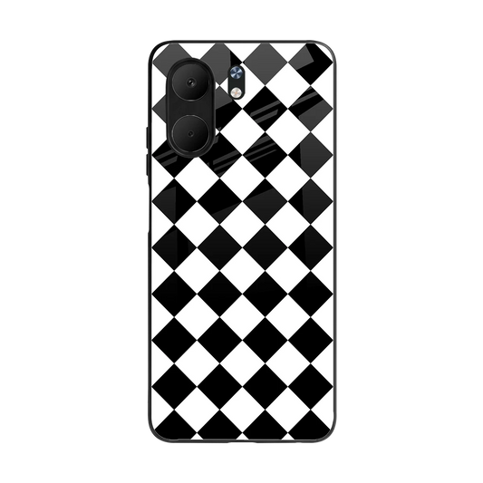 Diamond Check back phone cover | glass case for oppo a5x 5g