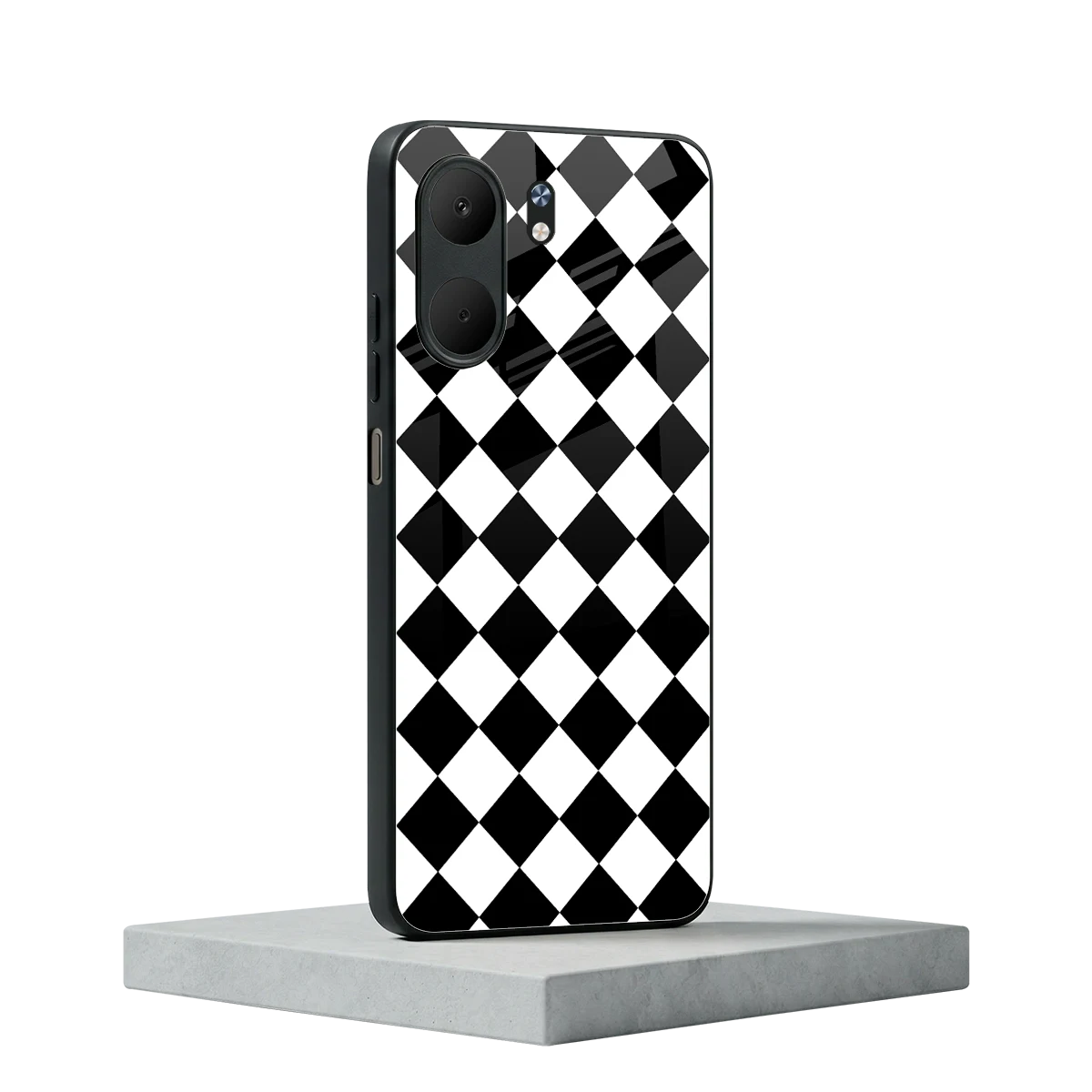 Diamond Check oppo a5x 5g mobile cover | shockproof glass phone case