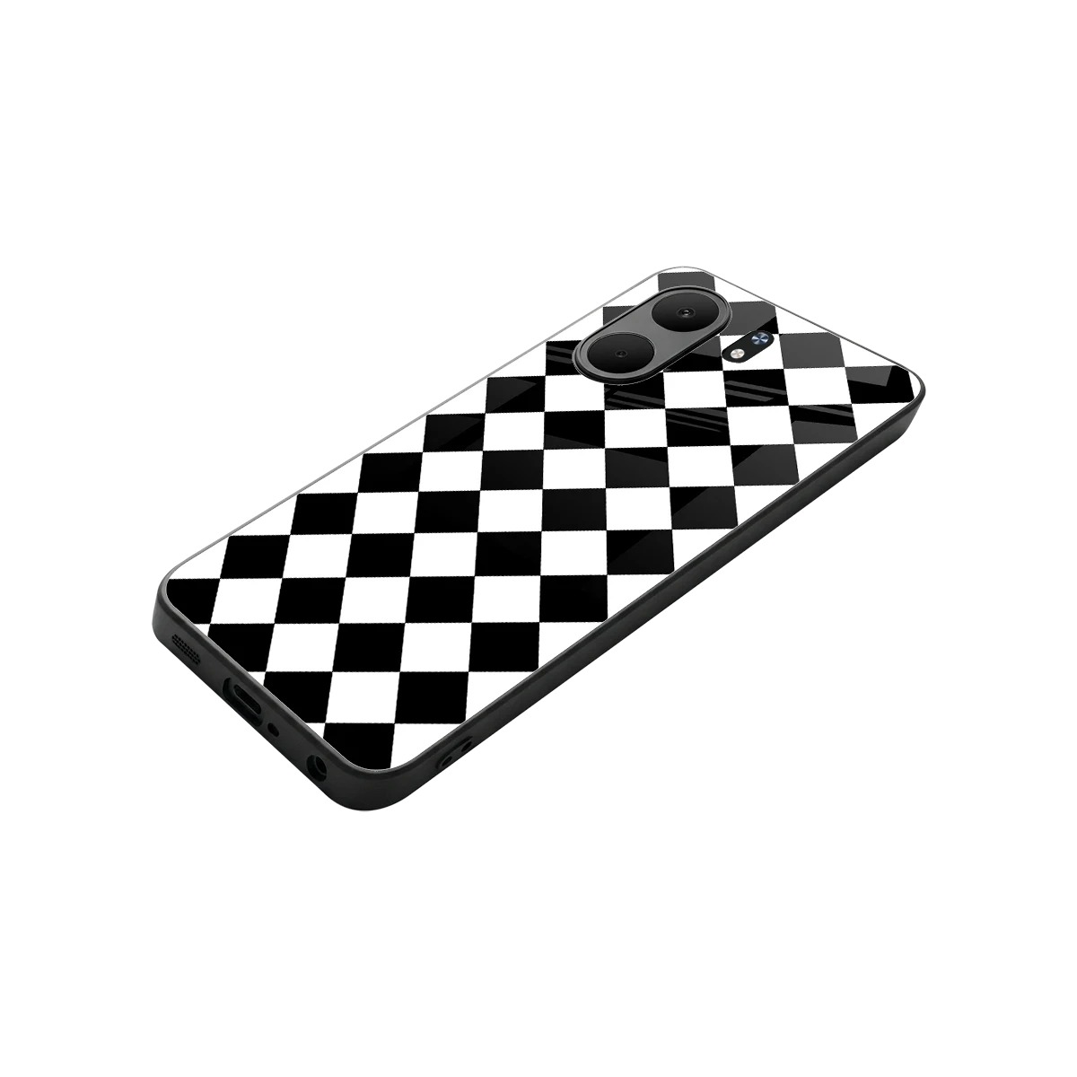 Diamond Check stylish phone case for oppo a5x 5g | glossy glass and slim fit