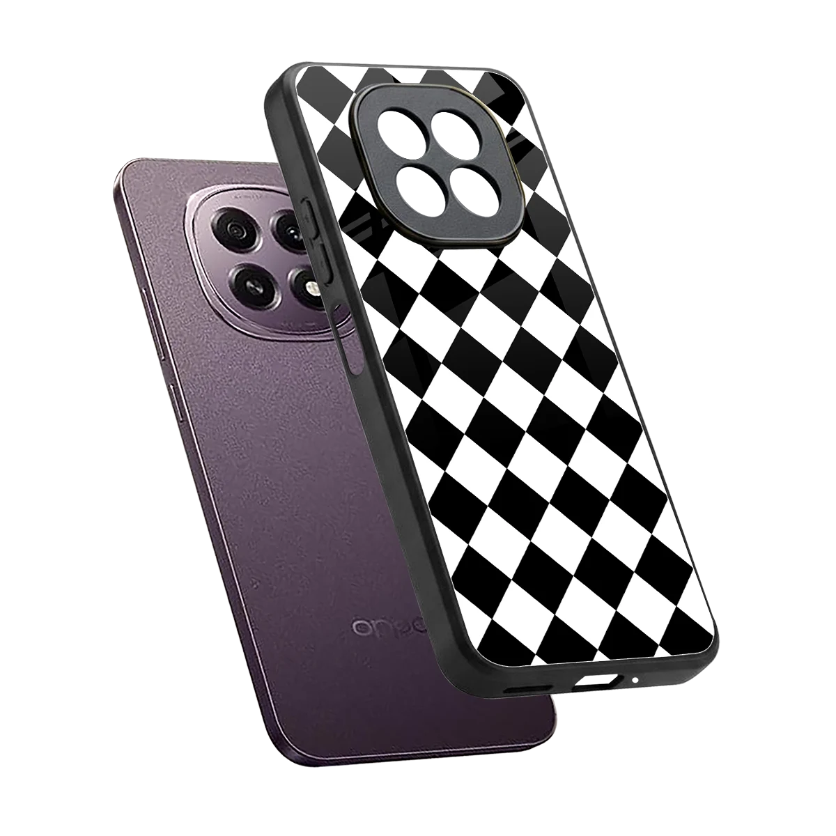 Diamond Check sleek oppo f29 5g cover with tempered glass back and TPU edges