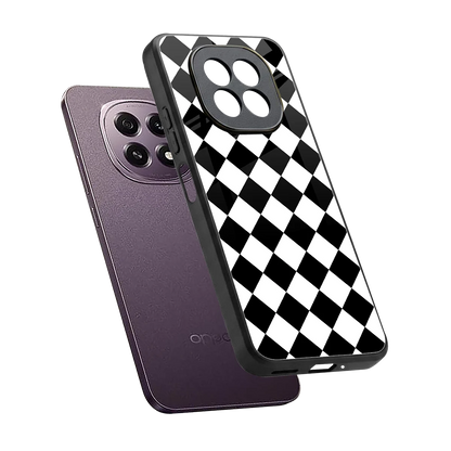 Diamond Check sleek oppo f29 5g cover with tempered glass back and TPU edges