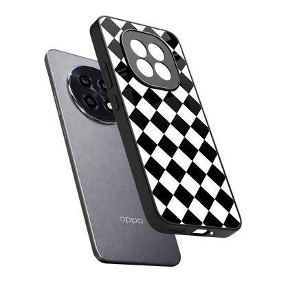 Diamond Check sleek oppo f29 pro 5g cover with tempered glass back and TPU edges