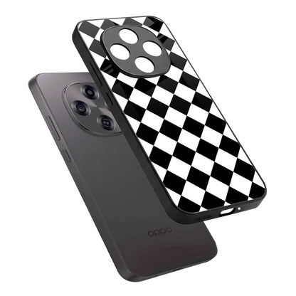 Diamond Check sleek oppo f31 pro 5g cover with tempered glass back and TPU edges