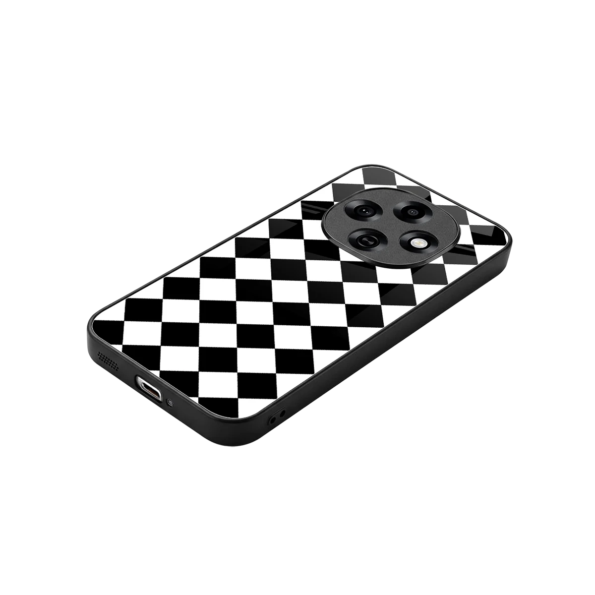 Diamond Check stylish phone case for oppo f31 pro 5g | glossy glass and slim fit