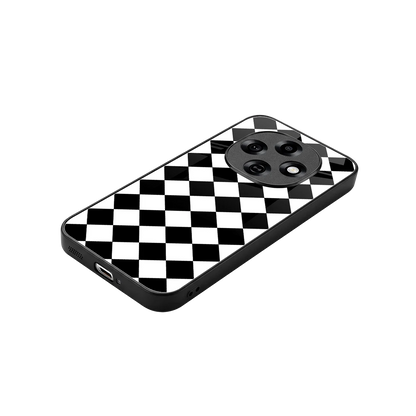 Diamond Check stylish phone case for oppo f31 pro 5g | glossy glass and slim fit