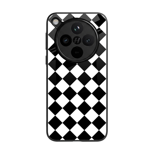 Diamond Check back phone cover | glass case for oppo find x8