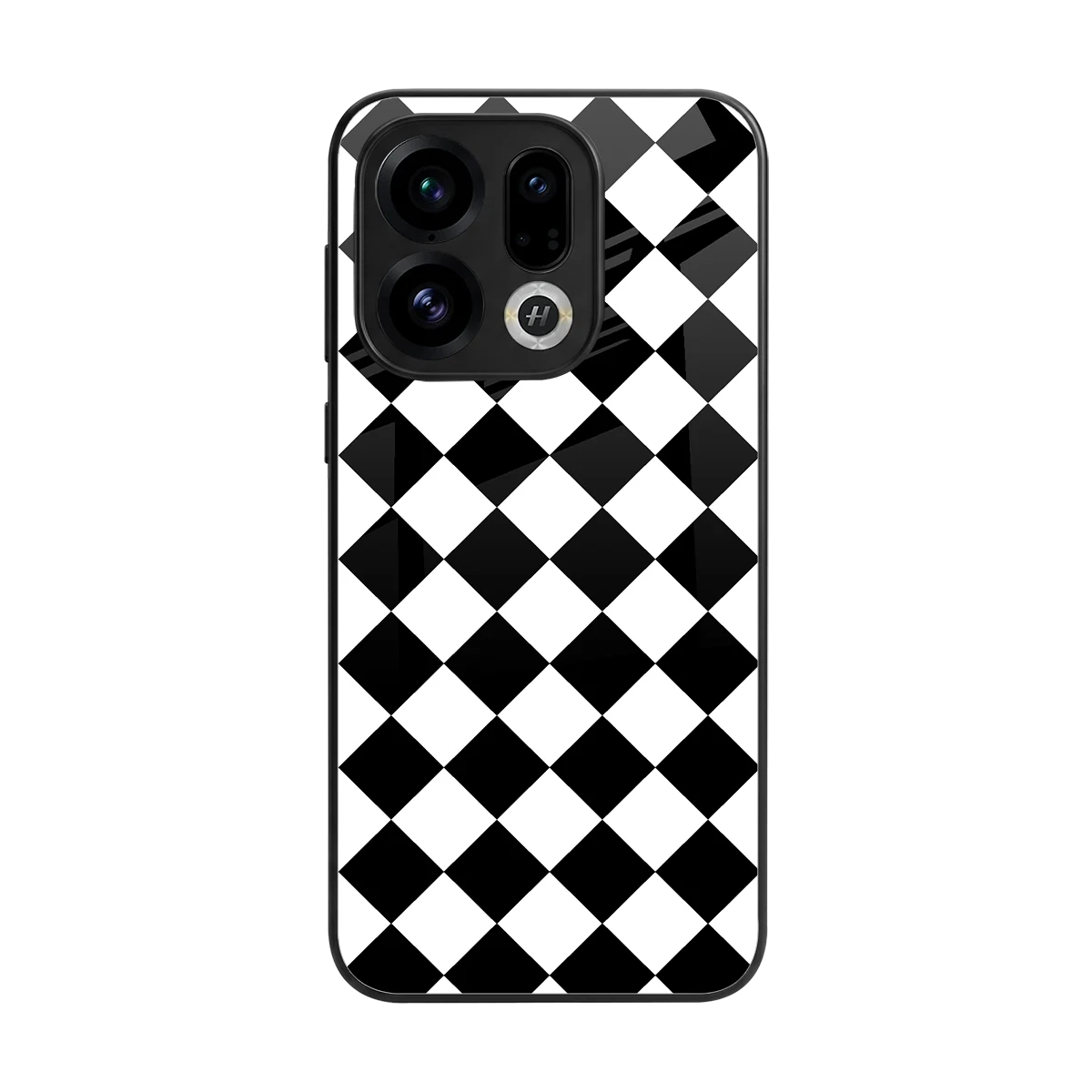 Diamond Check back phone cover | glass case for oppo find x9
