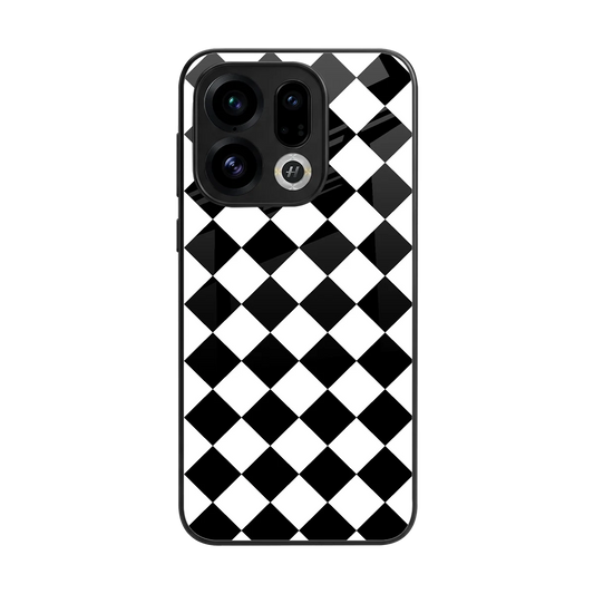 Diamond Check back phone cover | glass case for oppo find x9