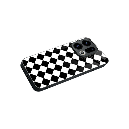 Diamond Check stylish phone case for oppo find x9 | glossy glass and slim fit