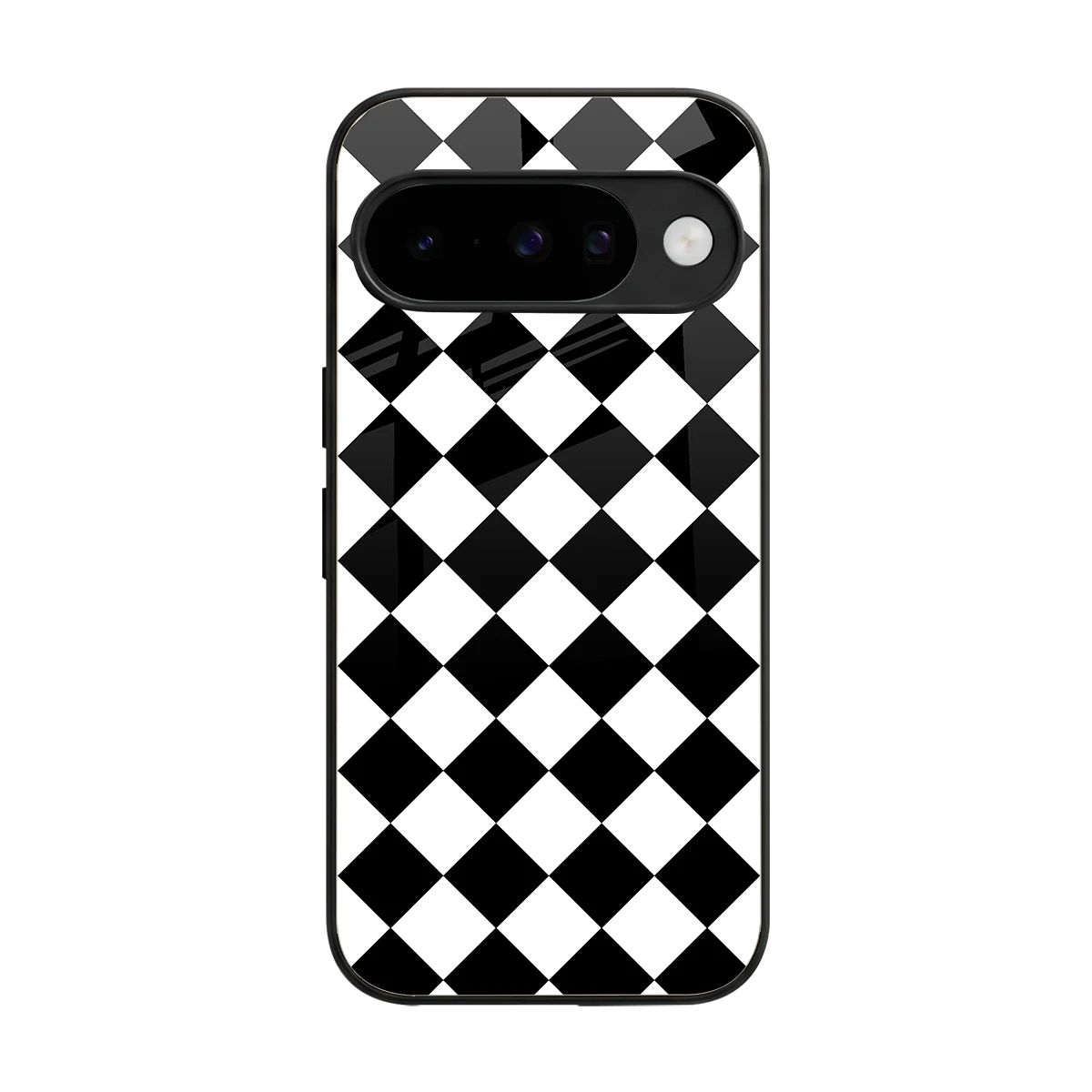 Diamond Check back phone cover | glass case for google pixel 10