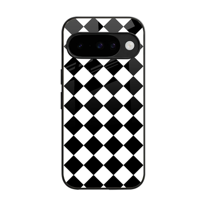 Diamond Check back phone cover | glass case for google pixel 10