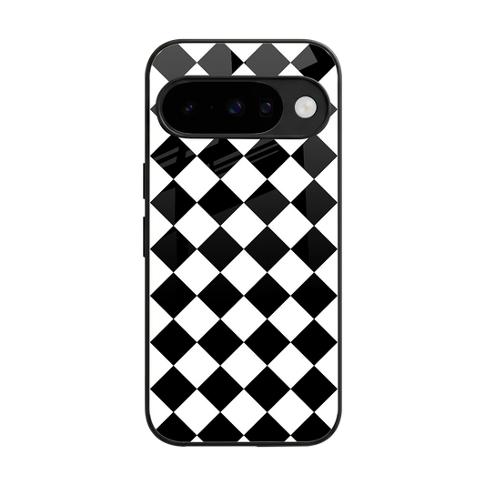 Diamond Check back phone cover | glass case for google pixel 10