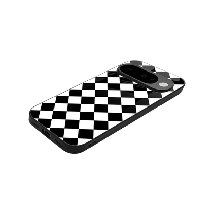 Diamond Check stylish phone case for google pixel 10 | glossy glass and slim fit