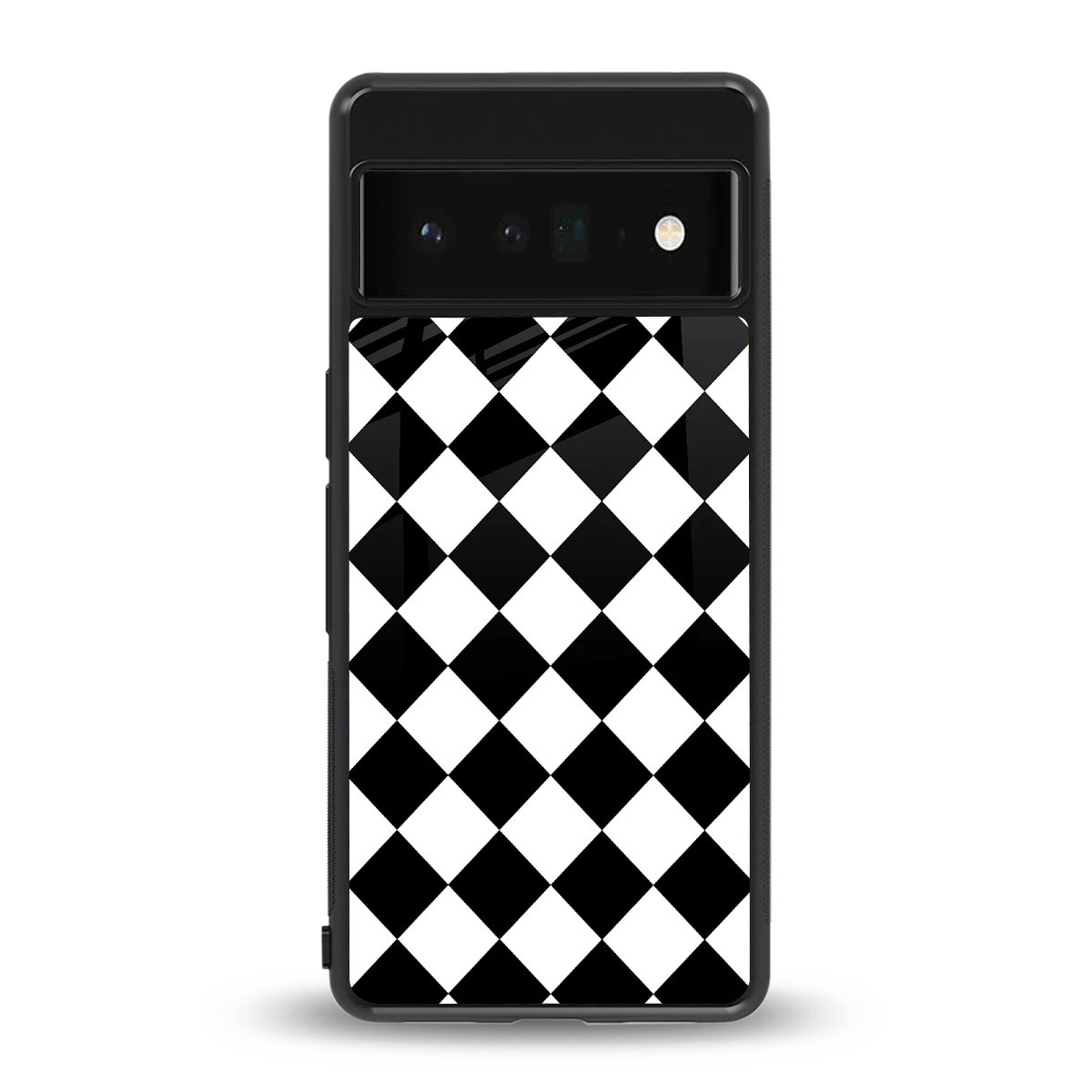 Diamond Check back phone cover | glass case for google pixel 6 pro