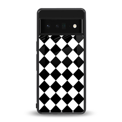 Diamond Check back phone cover | glass case for google pixel 6 pro