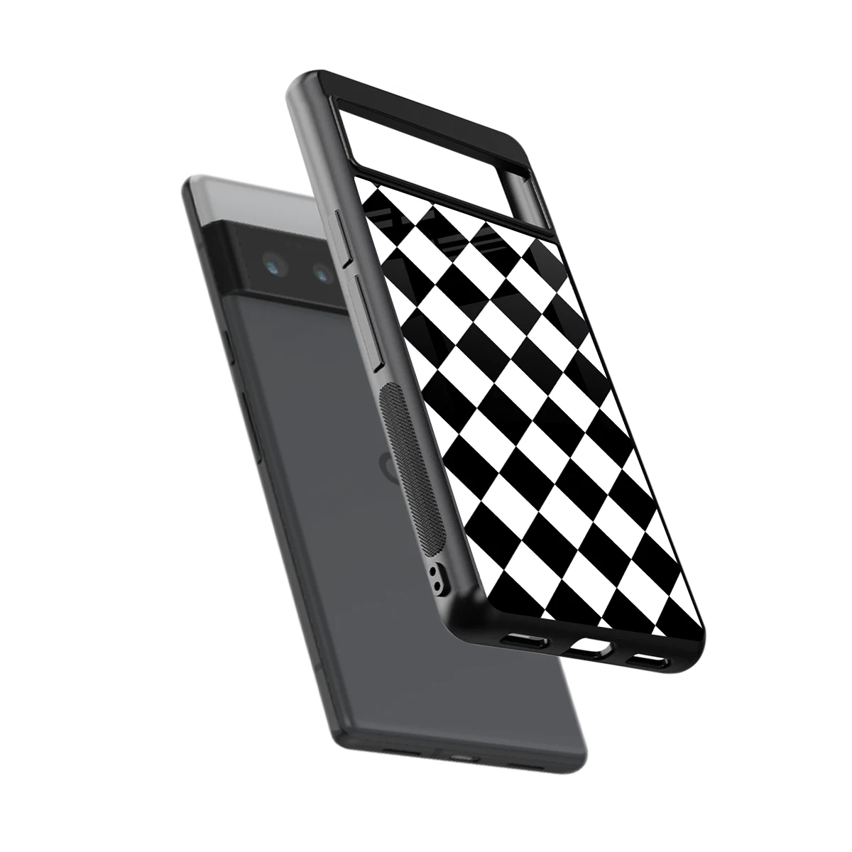 Diamond Check sleek google pixel 6 pro cover with tempered glass back and TPU edges