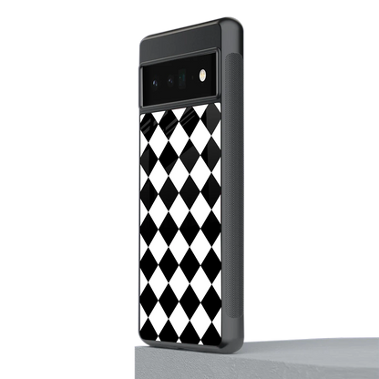 Diamond Check stylish phone case for google pixel 6 pro | glossy glass and slim fit