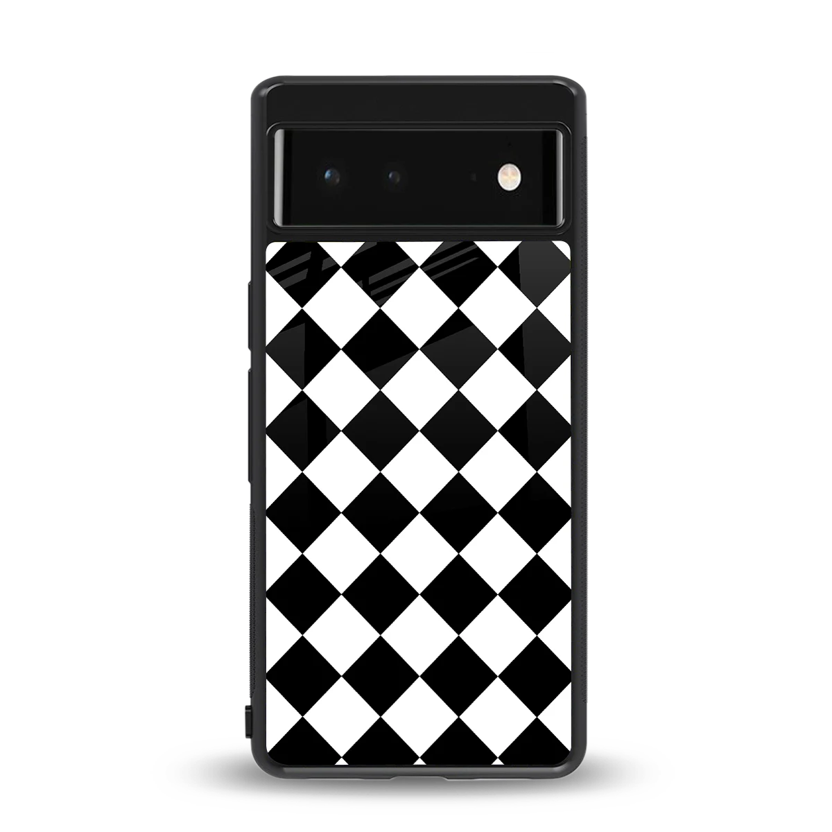 Diamond Check back phone cover | glass case for google pixel 6a