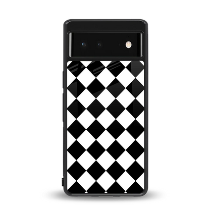 Diamond Check back phone cover | glass case for google pixel 6a