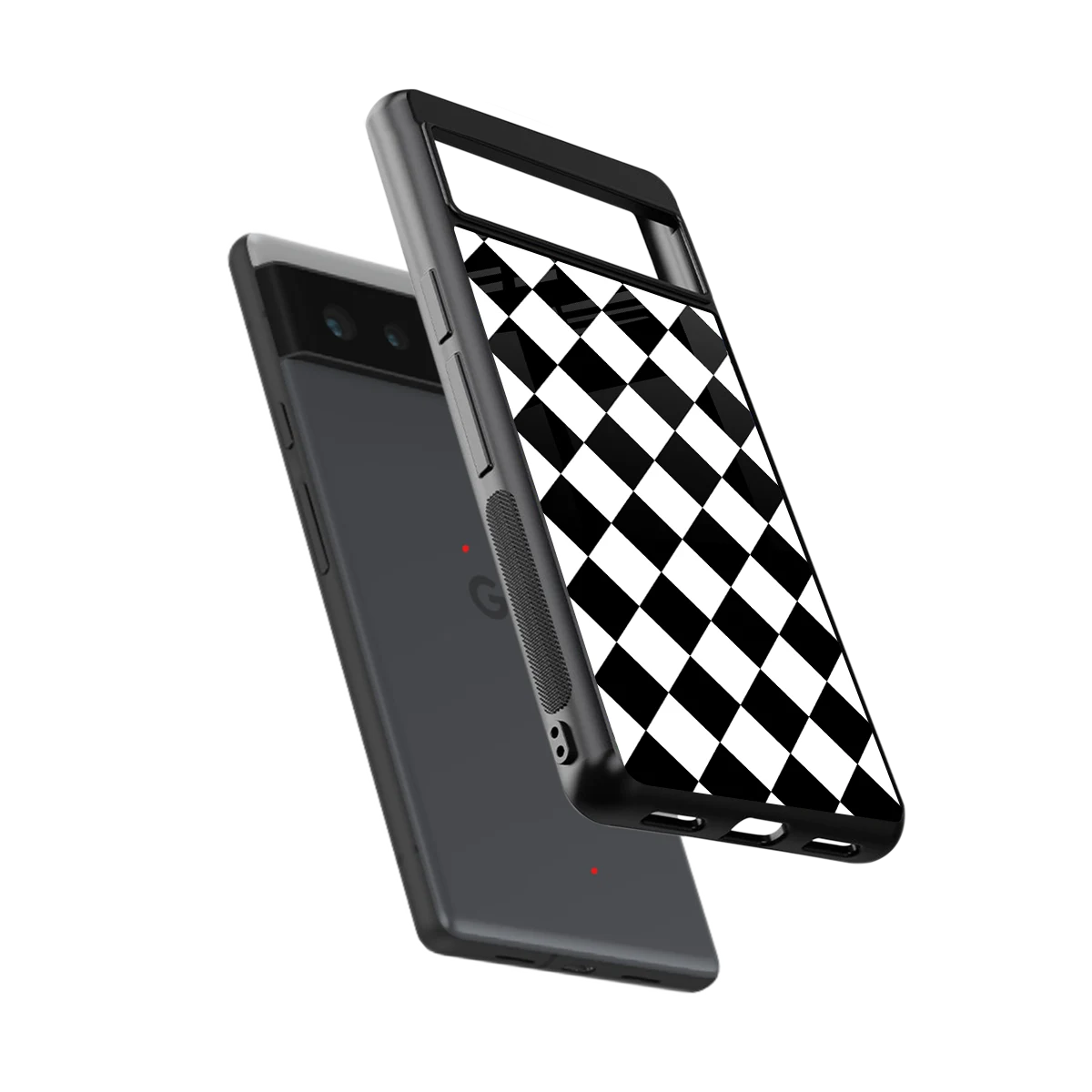 Diamond Check sleek google pixel 6 cover with tempered glass back and TPU edges