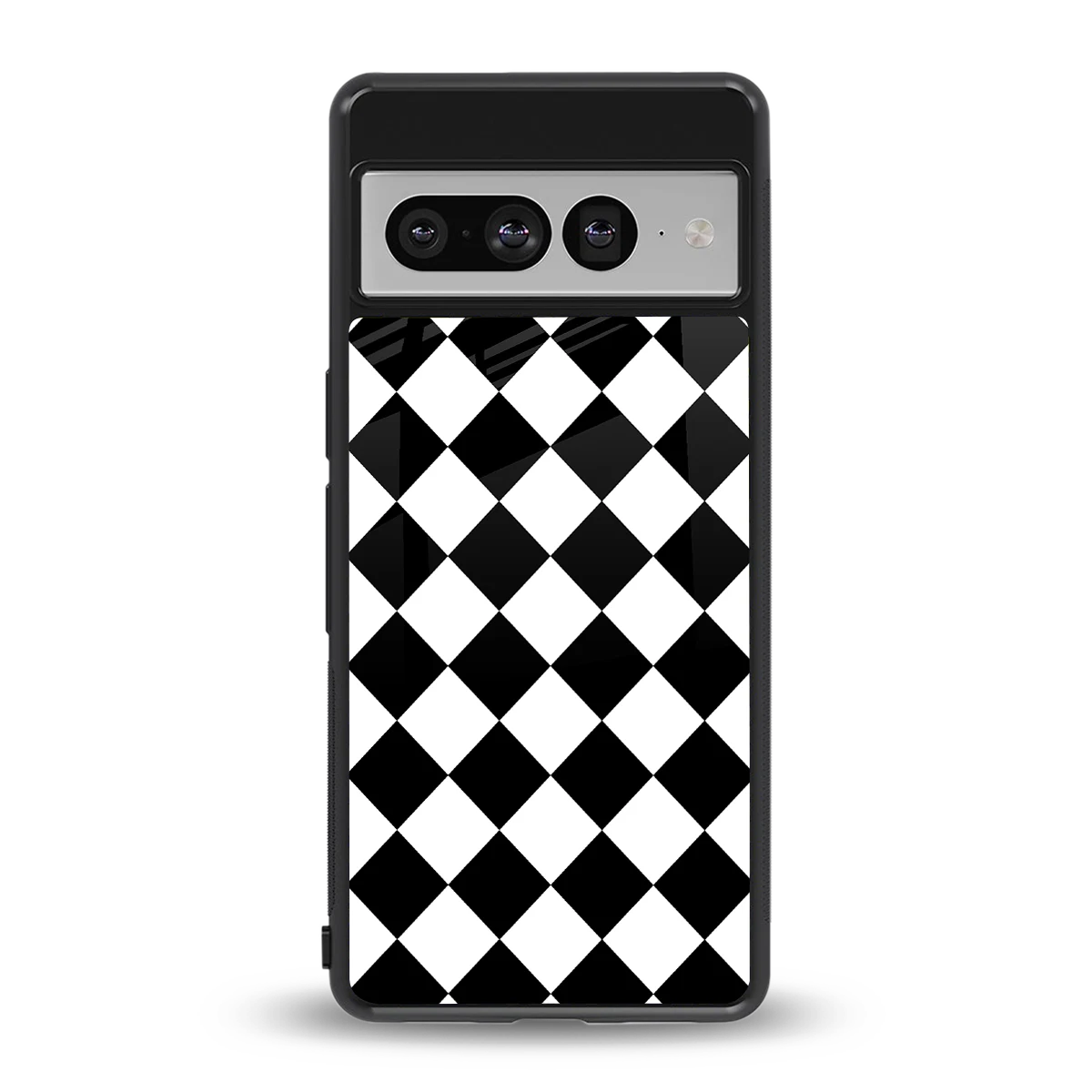 Diamond Check back phone cover | glass case for google pixel 7 pro