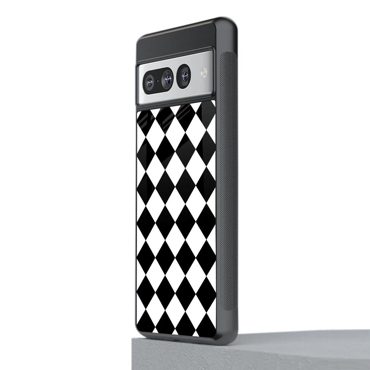 Diamond Check stylish phone case for google pixel 7 pro | glossy glass and slim fit