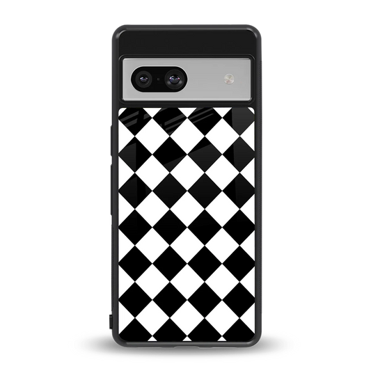 Diamond Check back phone cover | glass case for google pixel 7a