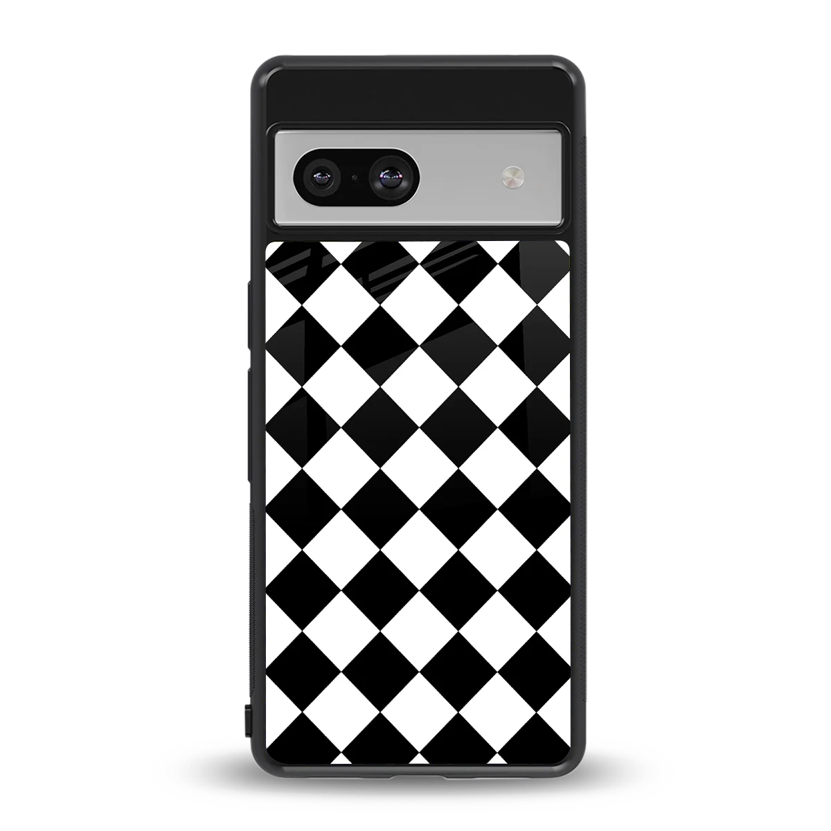 Diamond Check back phone cover | glass case for google pixel 7
