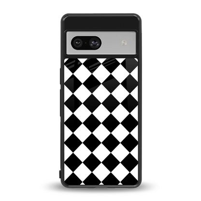 Diamond Check back phone cover | glass case for google pixel 7