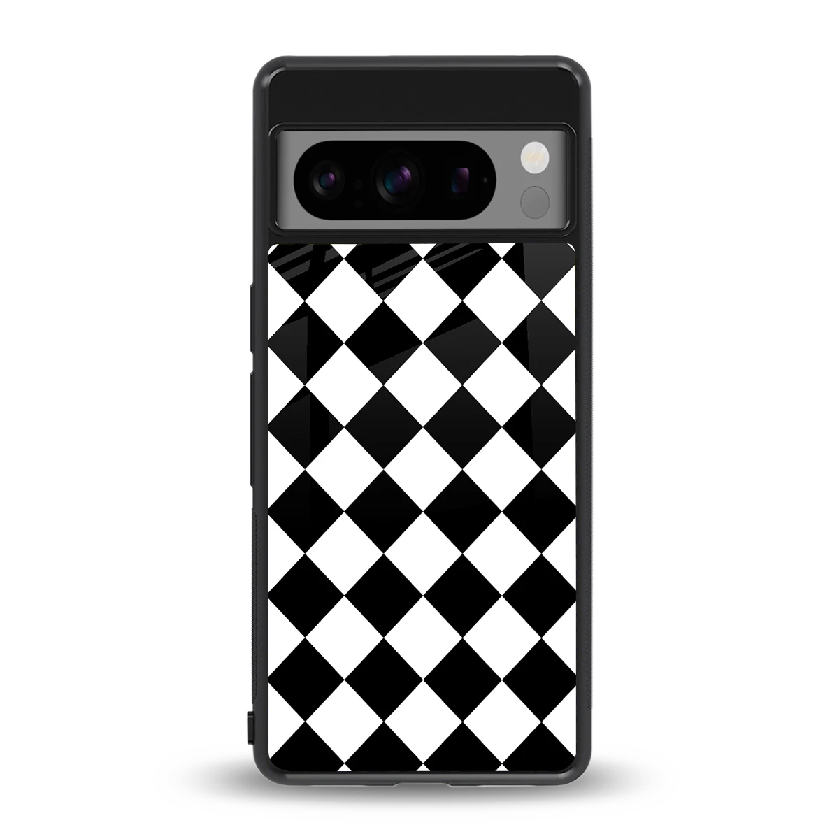 Diamond Check back phone cover | glass case for google pixel 8 pro