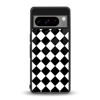 Diamond Check back phone cover | glass case for google pixel 8 pro