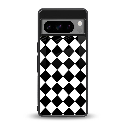 Diamond Check back phone cover | glass case for google pixel 8 pro