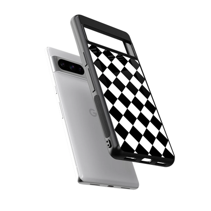 Diamond Check sleek google pixel 8 pro cover with tempered glass back and TPU edges