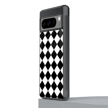 Diamond Check stylish phone case for google pixel 8 pro | glossy glass and slim fit