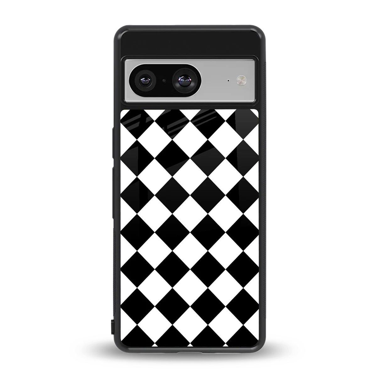 Diamond Check back phone cover | glass case for google pixel 8