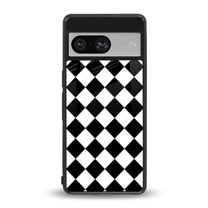 Diamond Check back phone cover | glass case for google pixel 8