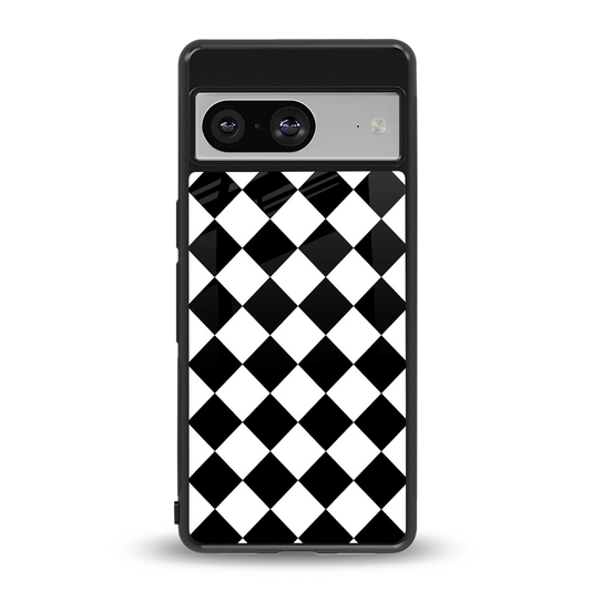 Diamond Check back phone cover | glass case for google pixel 8